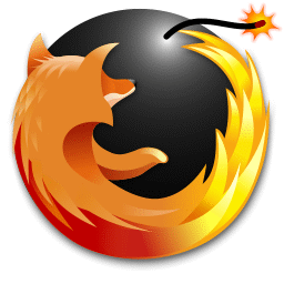 recreated Firefox logo, modified with a spherical bomb as the firefox is facing it