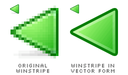 two Winstripe Back icons, one is original, the other is derived into vector form