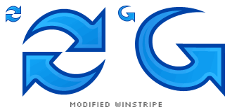 two modified Winstripe Reload icons, one is rotated to 90 degrees angle, the other one contains only one arrow