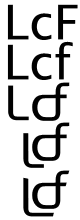 letters 'LcF', lowercased 'f', combined c' and 'f', and shifted, curved 'L' forming from simple characters to a figure