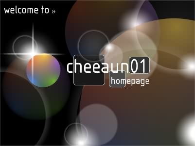 splash image for my first ever personal home page, showing 'welcome to » cheeaun01 homepage'