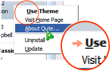 extra space by the 'Use Theme' menu item on the right-click menu popup of the themes list in the Themes Manager