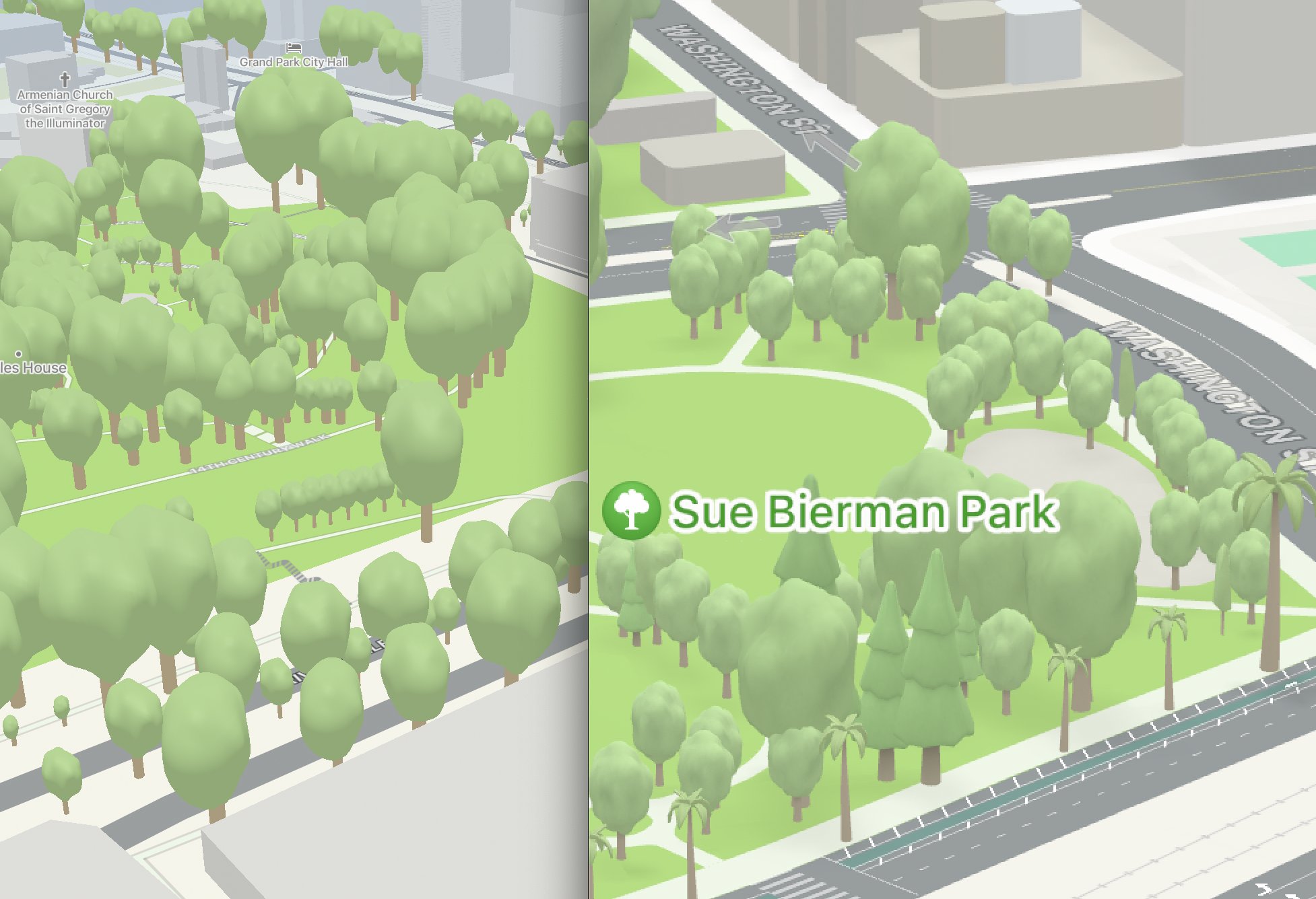 Comparison of trees models between ExploreTrees.SG and Apple Maps