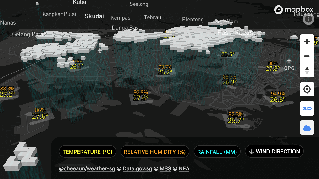 Check Weather SG site, showing clouds in 3D