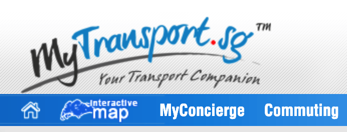 MyTransport.sg navigation bar showing 'Interactive map'