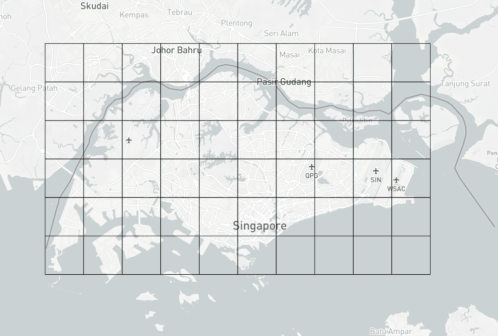 Square grids around Singapore boundary
