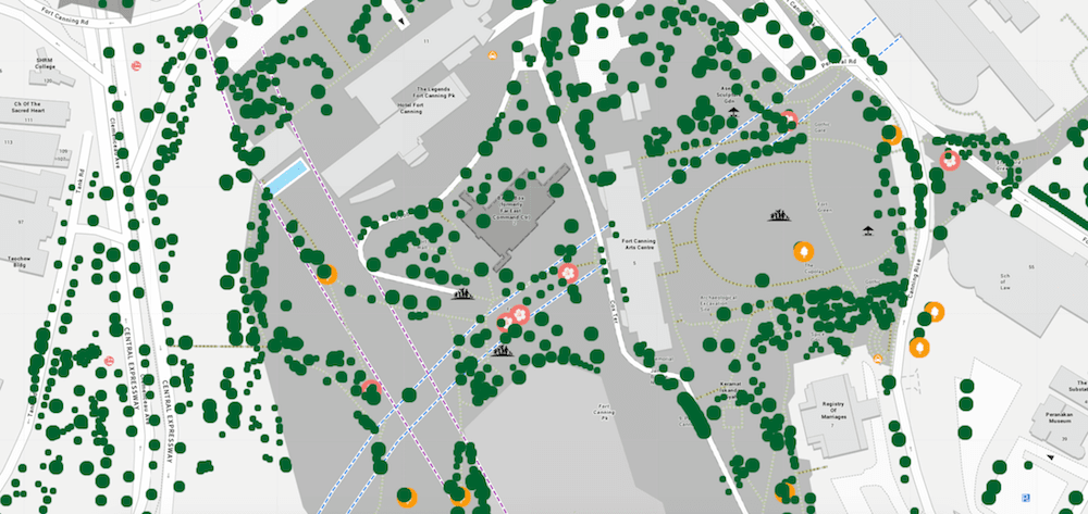 Tress.sg web site, zoomed in showing individual trees