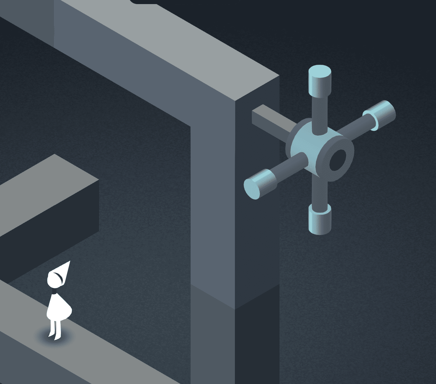 Monument Valley level 1, in 3D, zoomed-in view