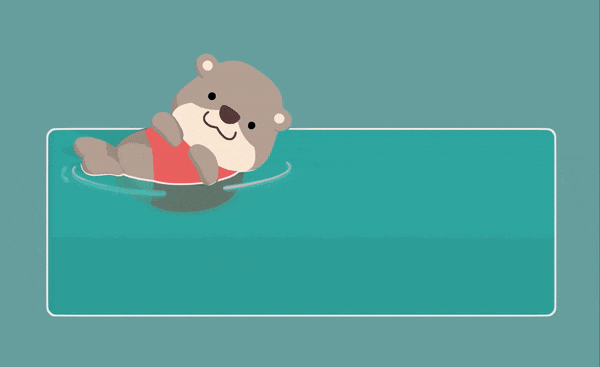 Otter in 3D, swimming, animated version
