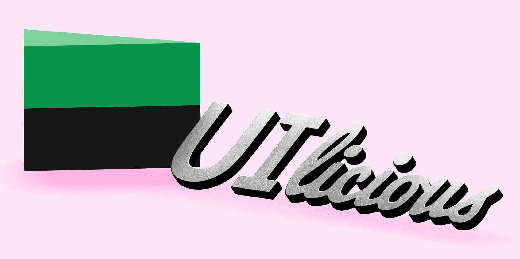 UI-licious logo in 3D, tilted view
