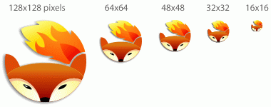 Conceptual Firefox icons in various sizes