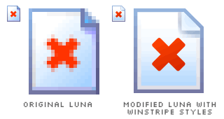two icons, one is the Luna Stop icon, the other is the modified Luna Stop icon applied with Winstripe styles