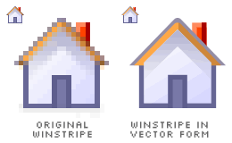 two Winstripe Home icons, one is original, the other is derived into vector form