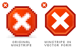 two Winstripe Stop icons, one is original, the other is derived into vector form