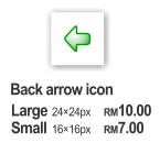 the back arrow icon. large, 24×24px, RM10.00. small, 16×16px, RM7.00.
