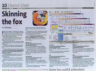 article by M. Madhavan titled 'Skinning the fox' in the In.Tech section of The Star newspaper