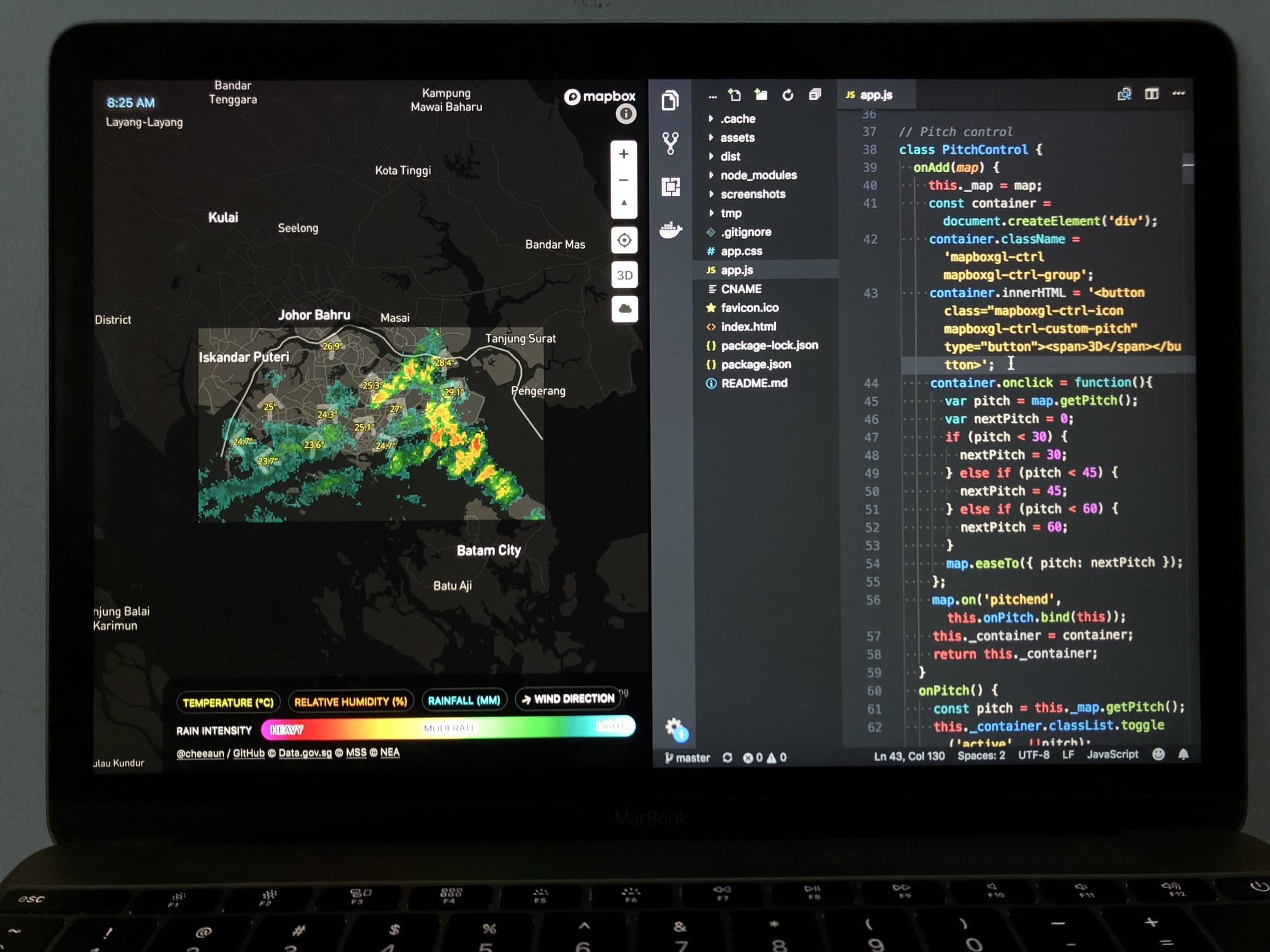 Check Weather SG website and Visual Code editor, on Macbook