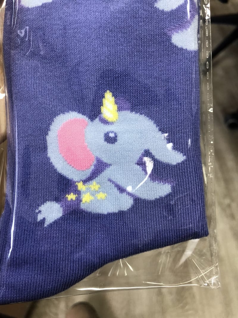Elephant socks close-up, from Fuzhou Firebird Sporting Goods