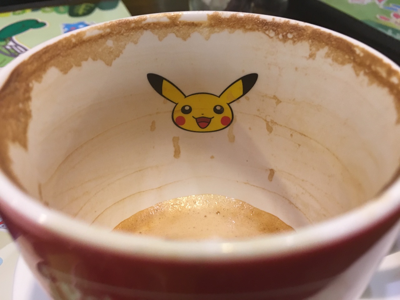 Pikachu Pokémon image inside a red mug