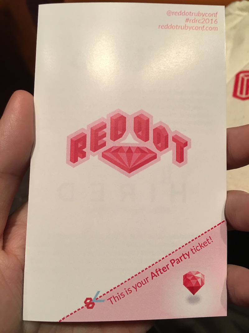 RedDotRubyConf 2016 booklet