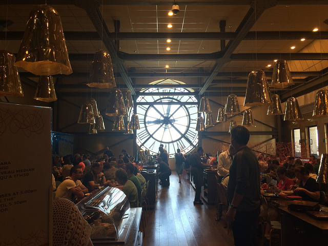 The clock in Café Campana inside Musée d'Orsay in Paris