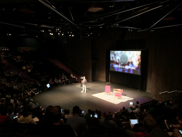 Doug Bowman speaking on stage in Web Directions South 2014