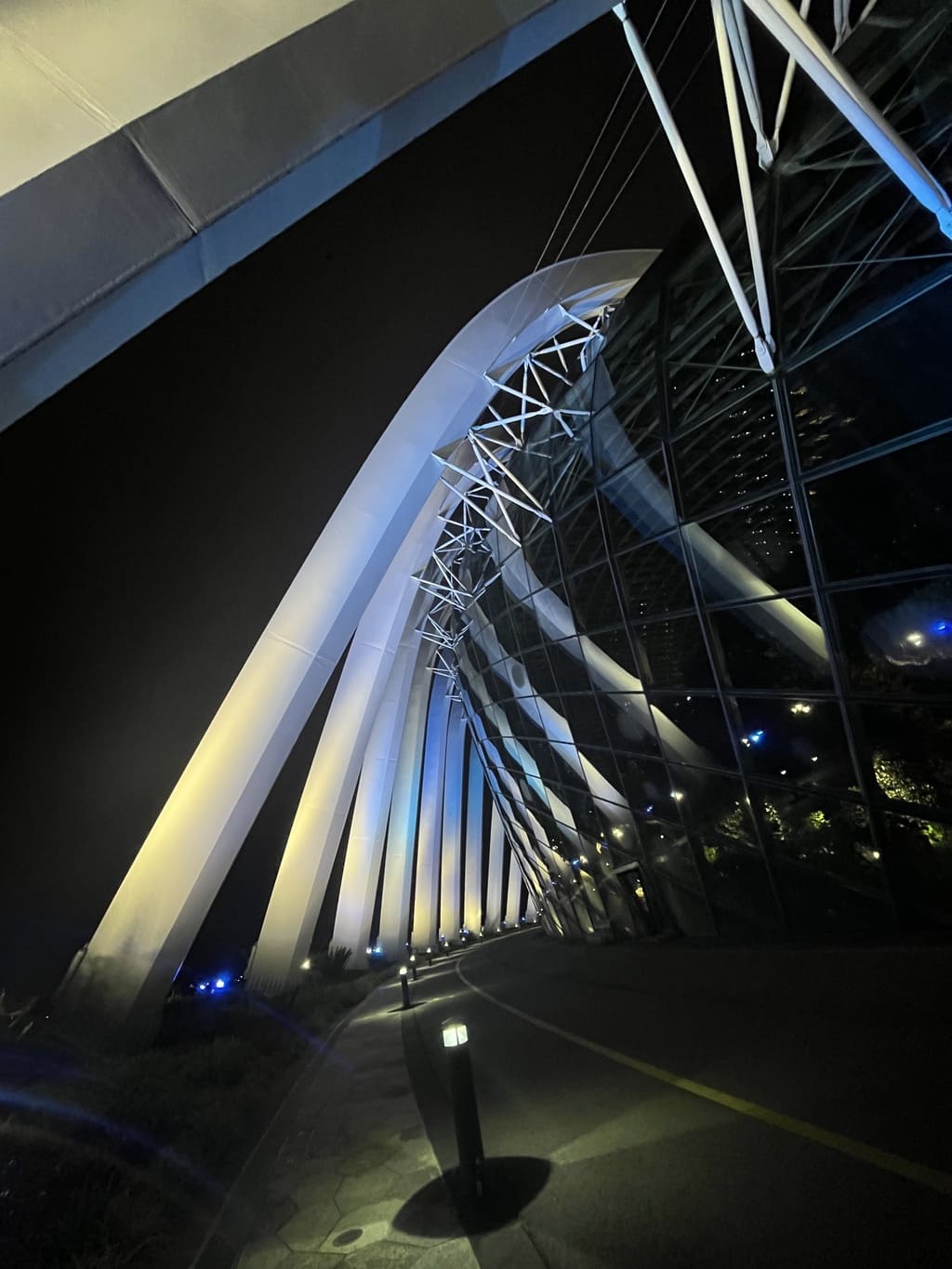 Flower Dome, Gardens by the Bay, at night in Singapore