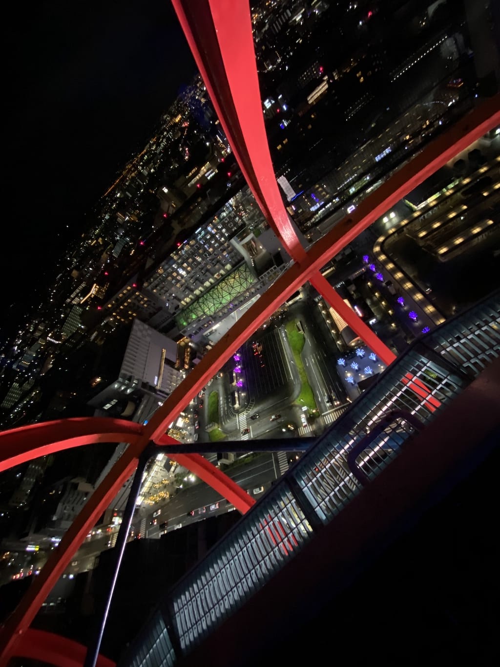 Night city view from Kyoto Tower observation deck