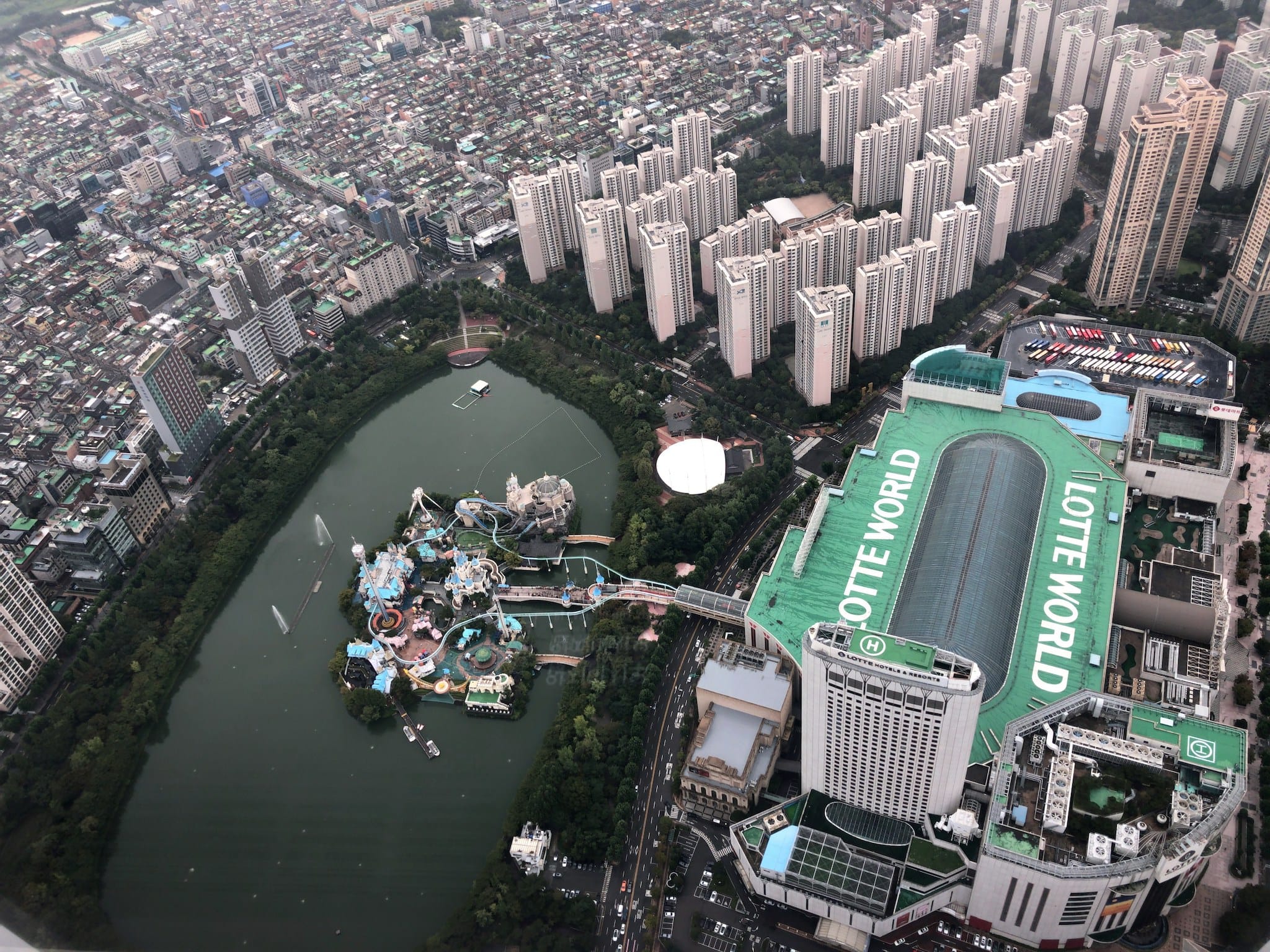 View from Seoul Sky, looking at Lotte World