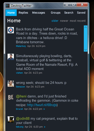 DestroyTwitter Twitter client on Windows Vista