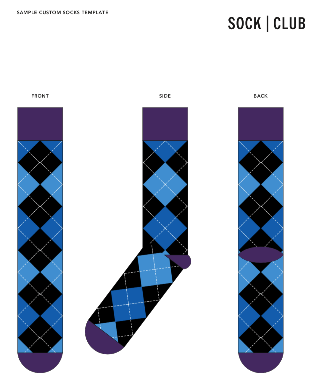 Sock Club’s mockup or sample custom socks template