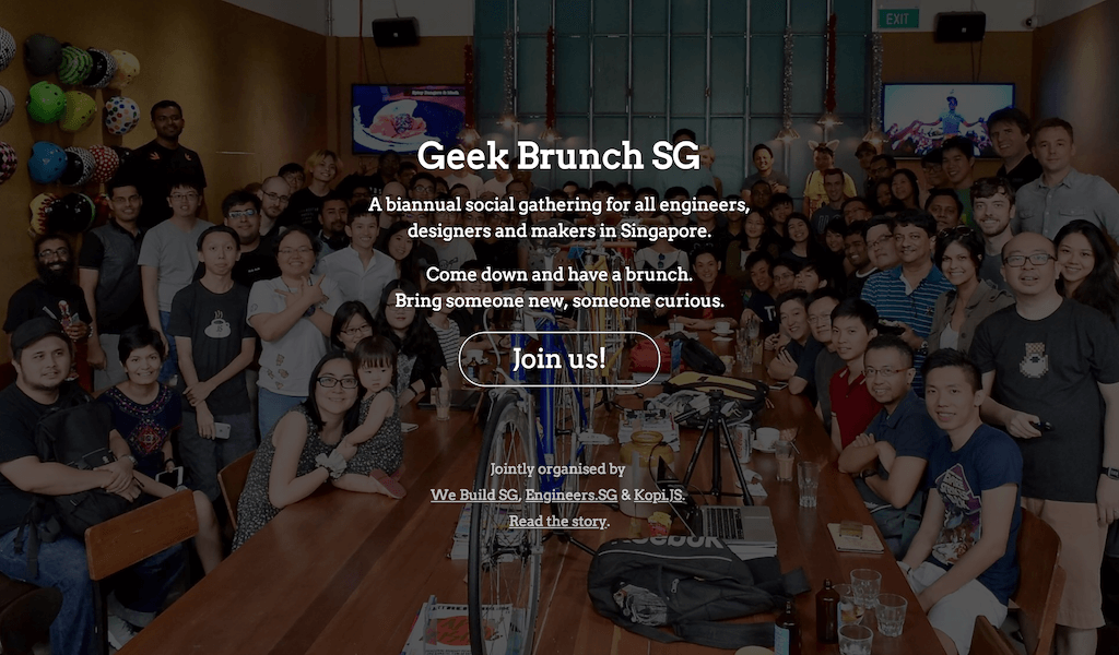 Geek Brunch SG web site on January 2017