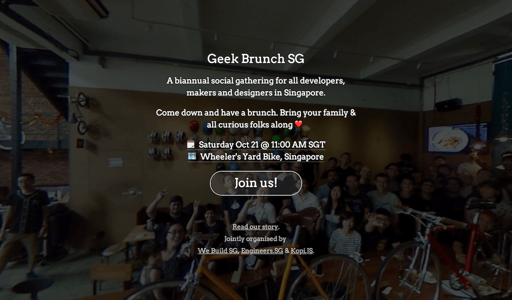 Geek Brunch SG web site on October 2017