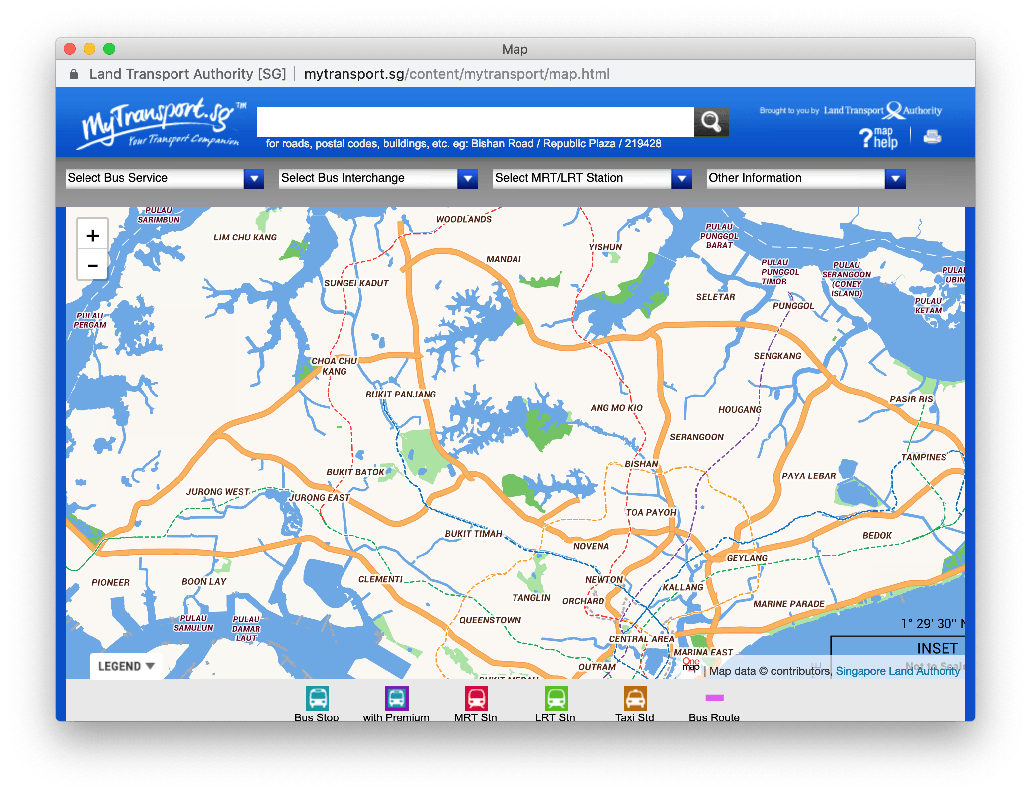 mytransport.sg Interactive map