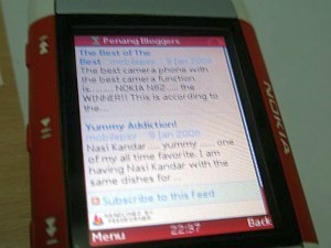 Penang Bloggers web site, on Opera Mini, displayed on Nokia 5300