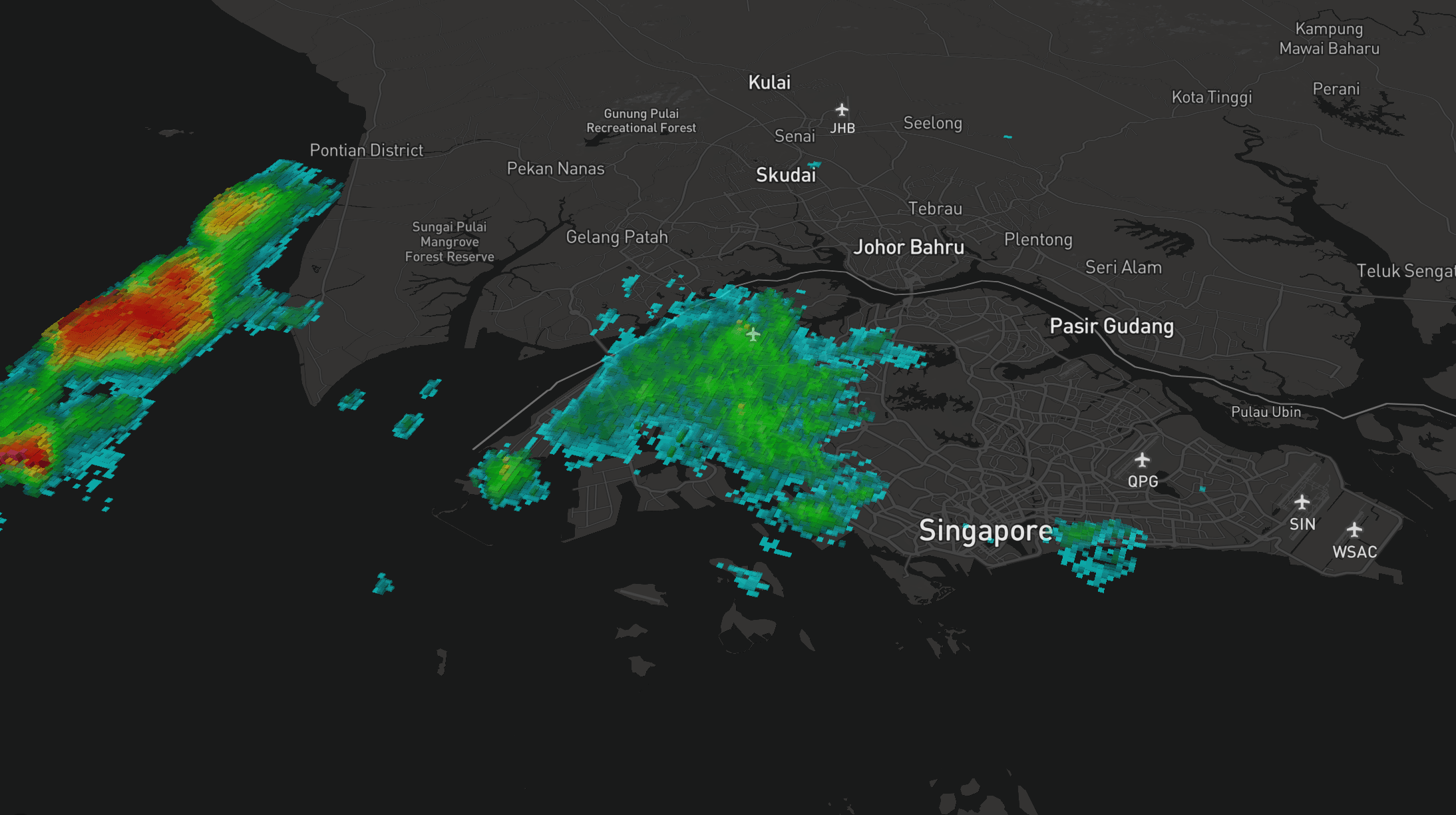 Rain area with 3D extrusion on Mapbox