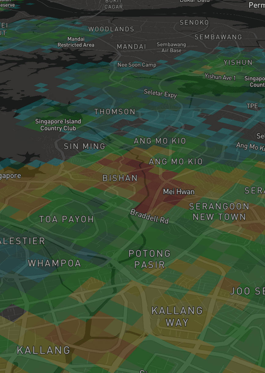 Rain area vector tiles with 3D perspective on Mapbox