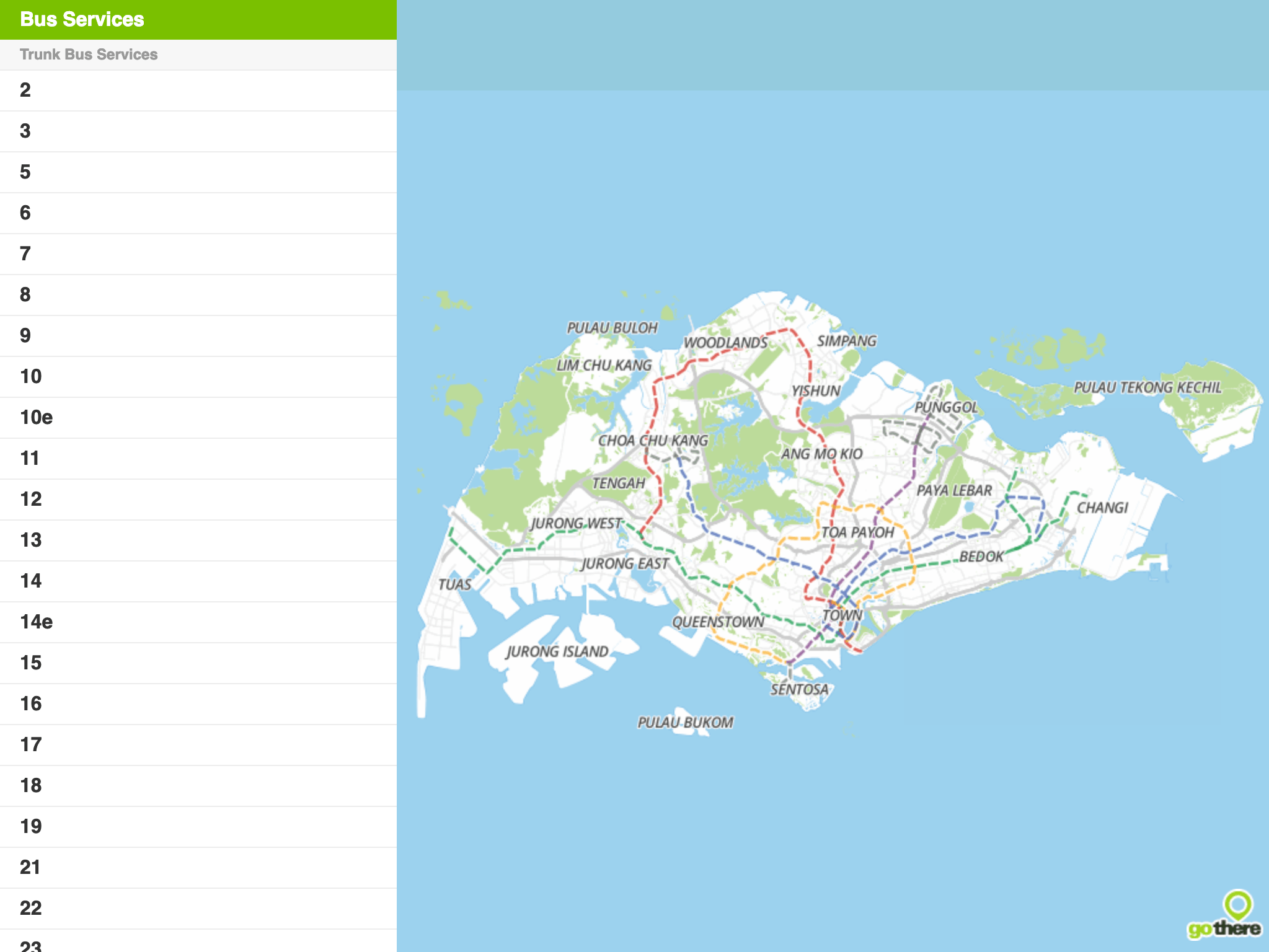 Singapore Bus Routes Explorer, first-version, with Gothere SG maps