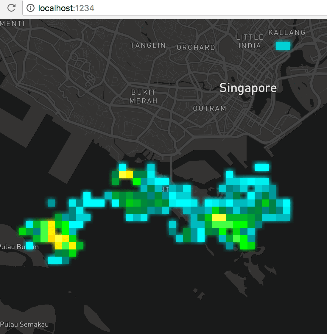 Vector tiles on top of raster radar image on a map, powered by Mapbox