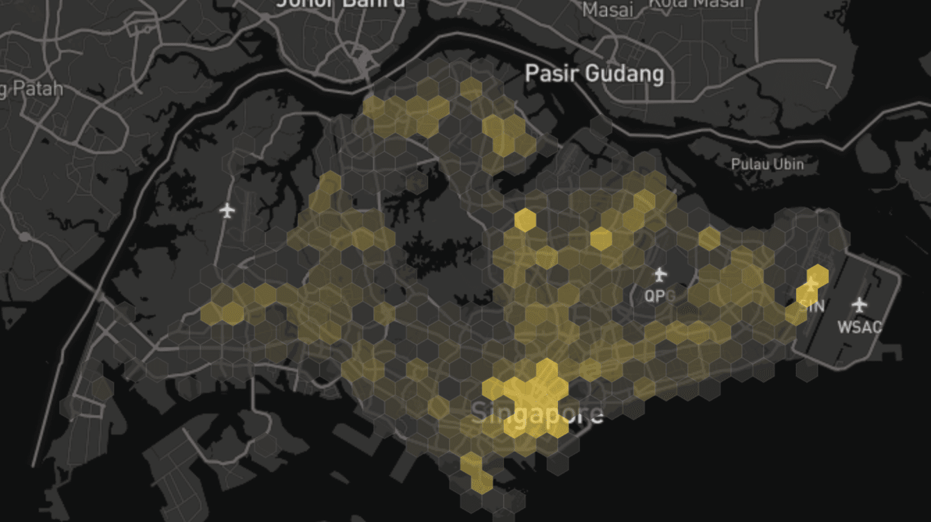 Yongquan's taxi availability visualisation, using hexbin map